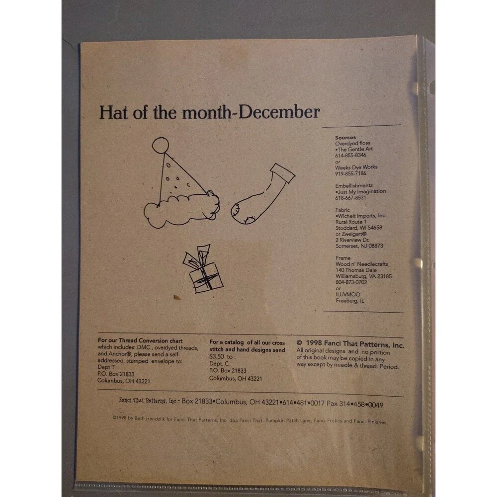 Fanci That Cross Stitch Pattern Hat of the Month December No 168 Santa Claus
